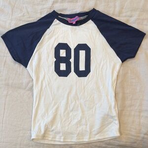 Edikted Navy and White Raglan Tee